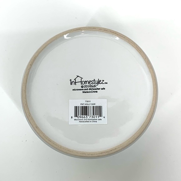 In Home Stylez Winter Christmas Holly Print Ceramic Lidded Sugar Dish Nwt Unused - Picture 9 of 11